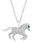 ფოტო #3 პროდუქტის EFFY® Diamond (1/3 ct. t.w.) & Emerald Accent Horse 18" Pendant Necklace in 14k White Gold