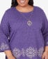 Plus Size Charm School Embroidered Medallion Top with Necklace