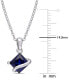 Фото #3 товара Macy's lab-Grown Blue Sapphire Square 18" Pendant Necklace (1-1/3 ct. t.w.) in Sterling Silver