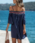 ფოტო #4 პროდუქტის Women's Smocked Lace Open-Shoulder Beach Dress