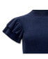 Women's Mock Neck Flutter Sleeve Sweater Dress Navy flutter, 4 - фото #9