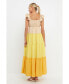 Women's Sweet Heart Color Block Maxi Dress