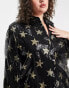 Twisted Wunder Plus oversized shirt in sequin star print co-ord