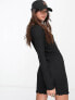 Фото #5 товара New Look lettuce edge crinkle long sleeve mini dress in black