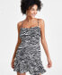 Фото #4 товара Women's Zebra-Print Ruffled Snap-Front Dress, Created for Macy's