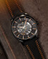 ფოტო #5 პროდუქტის Men's Swiss Automatic Multifort Skeleton Vertigo Black and Orange Fabric Strap Watch 42mm