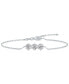 ფოტო #3 პროდუქტის Diamond Three Stone Honeycomb Chain Bracelet (5/8 ct. t.w.) in 14k White Gold