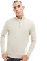 Фото #1 товара ONLY & SONS ribbed half zip jumper in stone