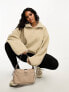 ASOS DESIGN oversized half zip borg fleece in neutral