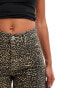 Фото #3 товара Mango leopard print denim shorts in brown