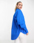 Pieces Tall loose shirt in bright blue