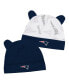 ფოტო #1 პროდუქტის Infant Boys and Girls Navy, White New England Patriots Baby Bear Cuffed Knit Hat Set