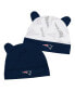 Infant Boys and Girls Navy, White New England Patriots Baby Bear Cuffed Knit Hat Set