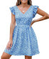 ფოტო #1 პროდუქტის Women's Ditsy Floral Print Ruffled Mini A-Line Beach Dress