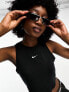 Фото #1 товара Nike mini swoosh rib crop curve hem tank top in black