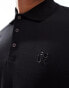 FCUK chest logo polo in black