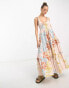 ASOS DESIGN shirred maxi sundress with tiers in abstract print