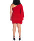 Фото #2 товара Plus Size One Shoulder Drape Bodycon Dress