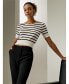 Фото #3 товара Women's Silk Striped Cropped Knit Top