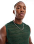 ASOS DESIGN tank vest in green sheer texture