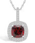 Garnet (2-3/4 Ct. T.W.) and Diamond (1/2 Ct. T.W.) Halo Pendant Necklace in 14K White Gold