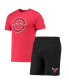 ფოტო #1 პროდუქტის Men's Black, Red Chicago Bulls T-shirt and Shorts Sleep Set