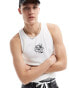 Obey ribbed vest with graphic in white