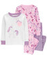 Baby 4-Piece Unicorn 100% Snug Fit Cotton Pajamas 6M