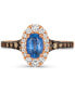 ფოტო #3 პროდუქტის Cornflower Ceylon Blue Sapphire (5/8 ct. t.w.) & Diamond (1/2 ct. t.w.) Oval Halo Ring in 14k Rose Gold