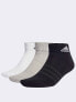 adidas cushioned sportswear 6 pack ankle socks in grey, black & white