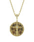ფოტო #1 პროდუქტის 14K Gold Dipped Crystal Cross Round Locket Necklace