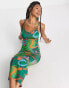 COLLUSION butterfly print cami maxi dress in green