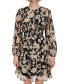 Petite Printed Jewel-Neck Long-Sleeve Dress Black White Pepper, 8P - фото #5