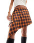 Фото #10 товара COLLUSION check mini skirt with raw hem in orange