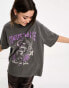 Фото #4 товара ASOS DESIGN boyfriend fit t-shirt with purple rock graphic in washed black