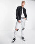 ONLY & SONS faux leather racer jacket in black