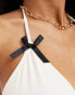 Фото #3 товара Miss Selfridge bow detail triangle bikini top in cream