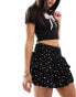 Bershka tiered mini rara skirt in black floral