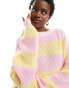 Glamorous chunky knitted pink yellow stripe jumper