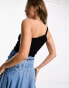 Cotton On one shoulder rib crop vest black