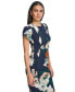 Women's Floral Tulip-Sleeve Jewel-Neck Dress