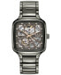 ფოტო #1 პროდუქტის Unisex Swiss Automatic True Square Open Heart Diamond (1/10 ct. t.w.) Gray Ceramic Bracelet Watch 38mm