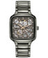 Фото #1 товара Unisex Swiss Automatic True Square Open Heart Diamond (1/10 ct. t.w.) Gray Ceramic Bracelet Watch 38mm