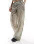 Фото #3 товара Weekday Coraline co-ord wide leg nylon joggers in grey