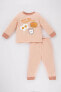 Kız Bebek Yiyecek Baskılı Uzun Kollu Premium 2'li Pijama Takımı
