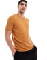 Фото #1 товара ASOS DESIGN midweight knitted cotton t-shirt in burnt orange