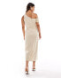 Фото #4 товара ASOS DESIGN linen textured one shoulder dress in stone