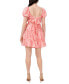 ფოტო #4 პროდუქტის Women's Floral Puff-Sleeve Fit & Flare Dress