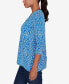 ფოტო #8 პროდუქტის Petite Ring Neck Medallion Puff Printed Knit Top with Asymmetric Hem