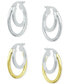 ფოტო #4 პროდუქტის 2-Pc. Set Double Hoop Earrings in Sterling Silver & 18k Gold-Plate, 3/4", Created for Macy's